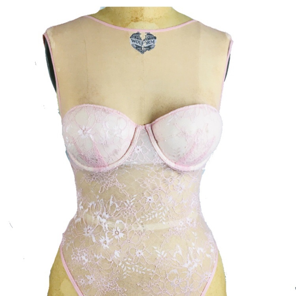Victorias Secret Sugar Rose Teddy Lace Mesh 34B
